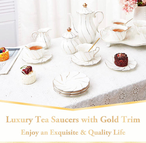 DUJUST 6 pcs Tea Ceramic Saucers 6 inch