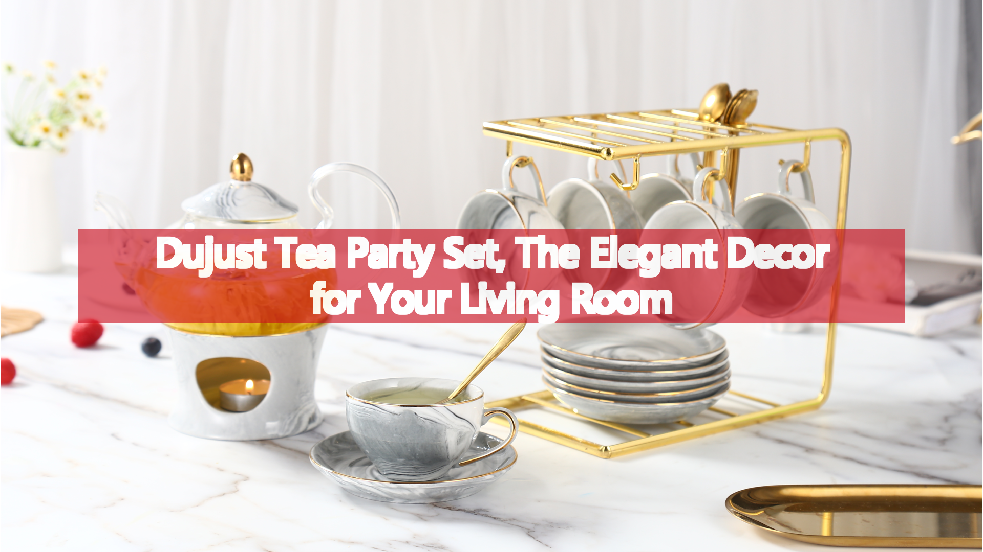 Grey marble tea set of 6