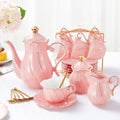 DUJUST 22 pcs Porcelain Tea Set- Pink
