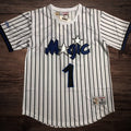 Men’s Orlando Magic #1 McGrady White Stripe Short Sleeve Jersey