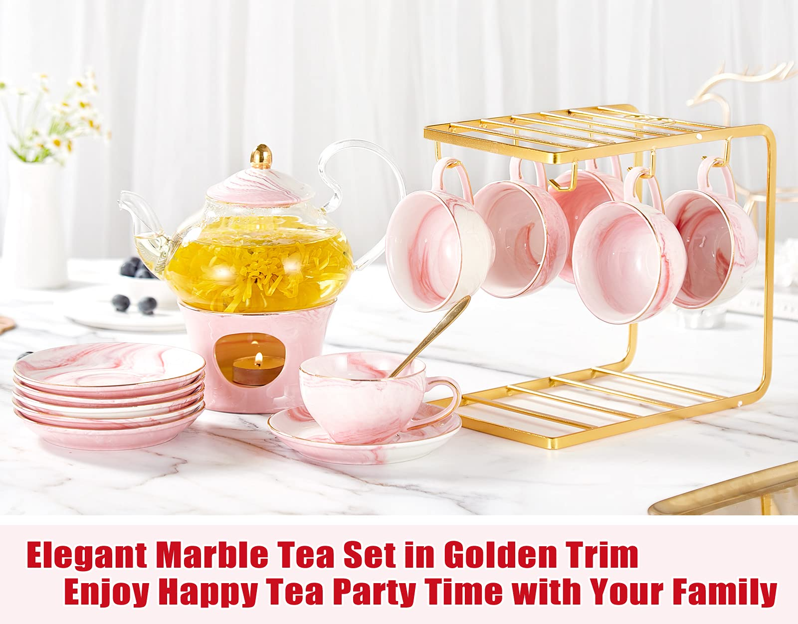 Pink Marble Tea Set of 6