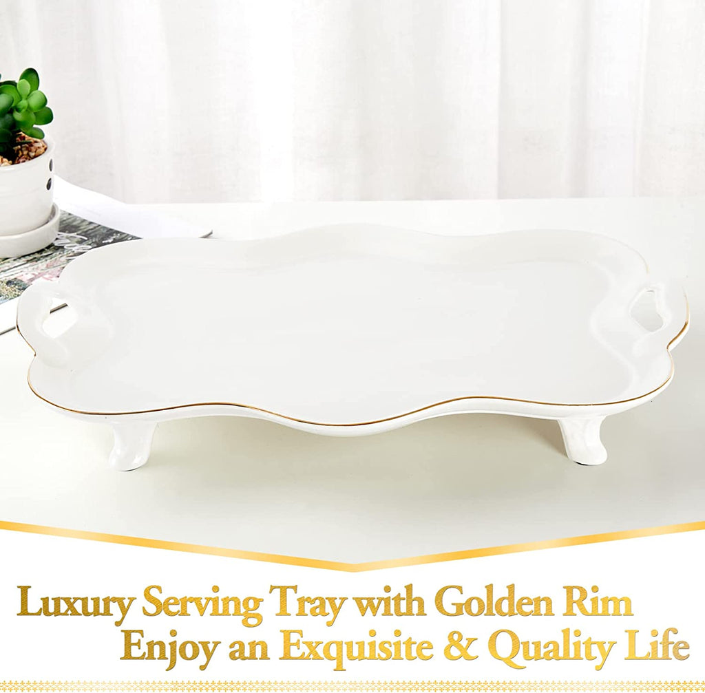 Porcelain Serving Tray with Handles