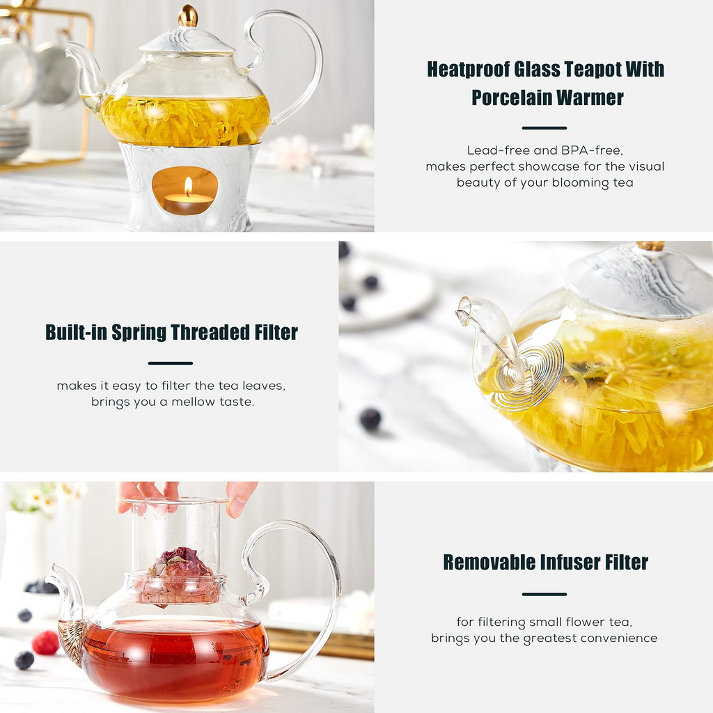 Grey marble tea set of 6