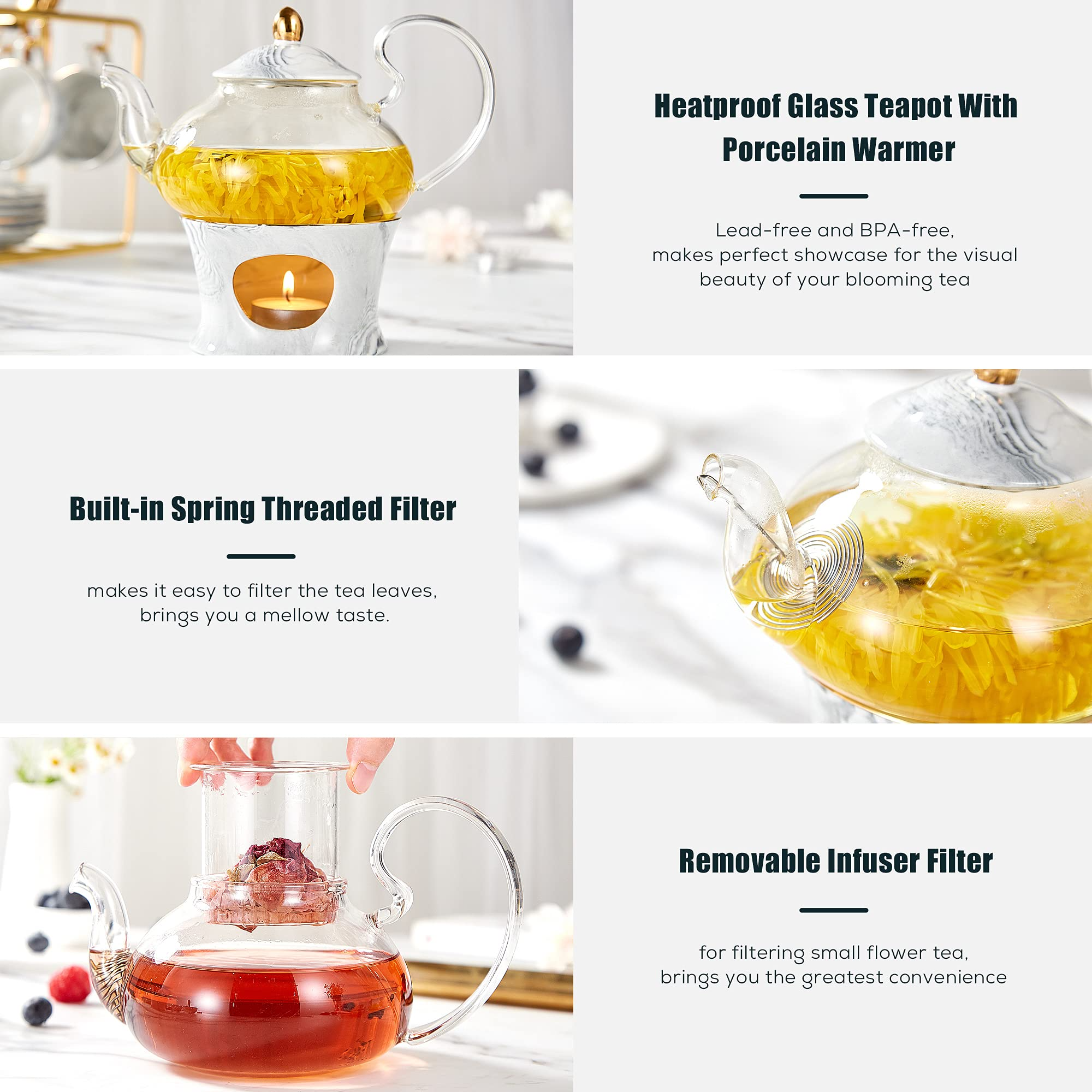 Grey marble tea set of 6
