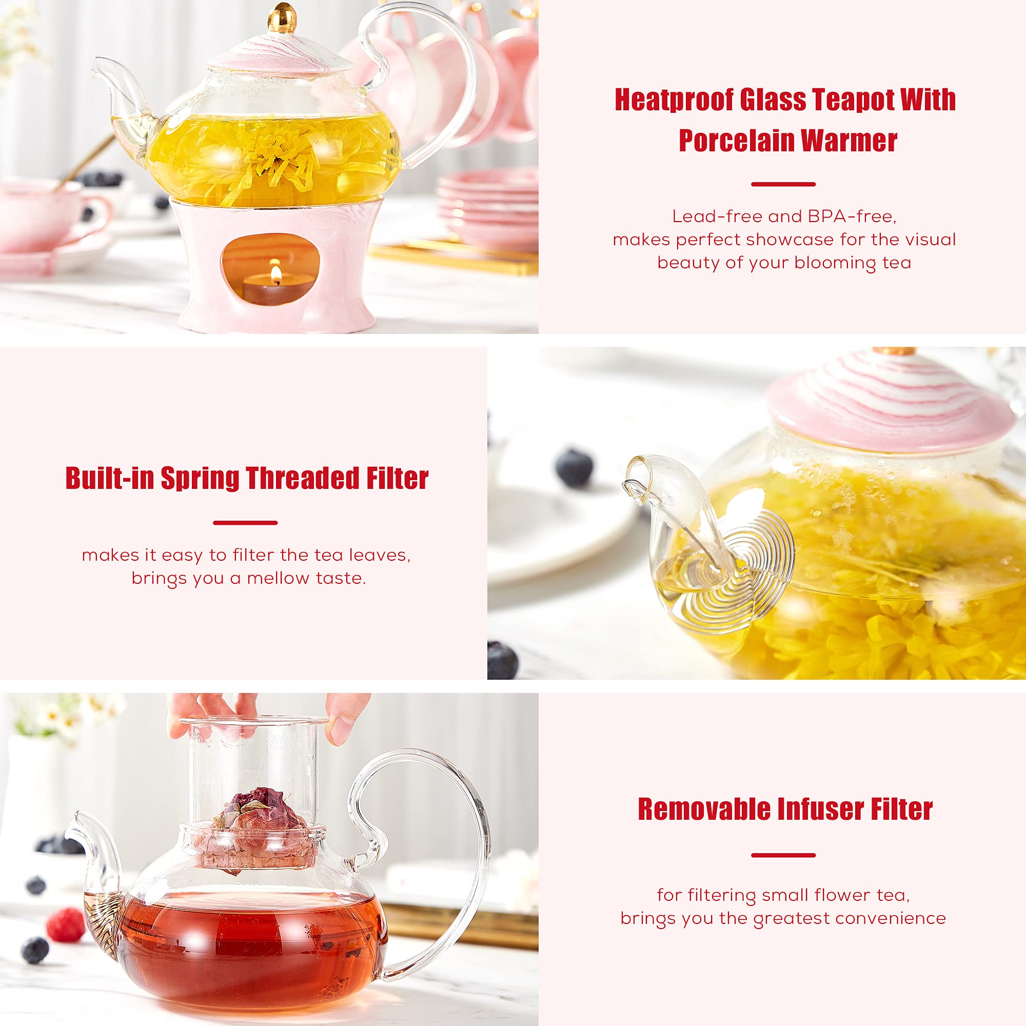 Pink Marble Tea Set of 6