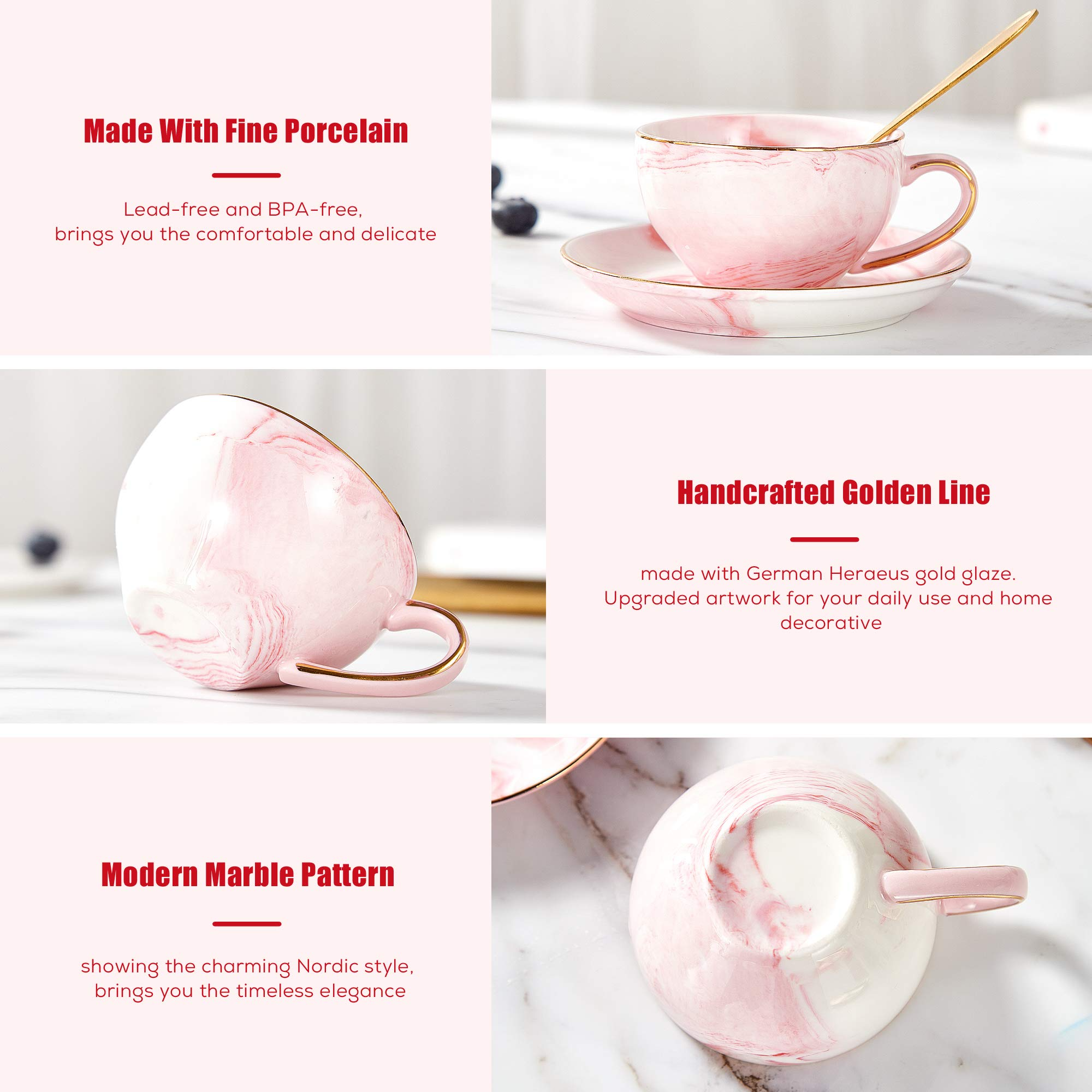 Pink Marble Tea Set of 6