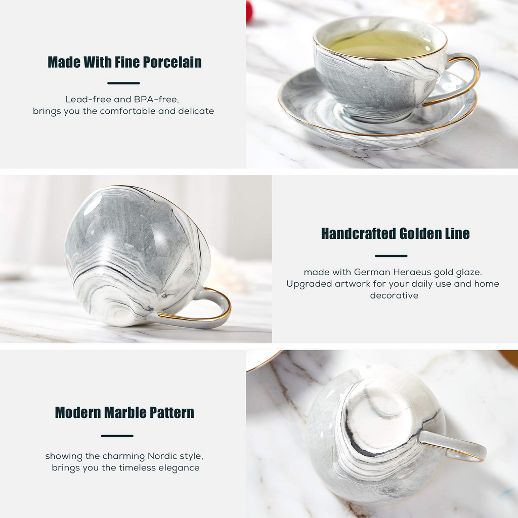 Grey marble tea set of 6