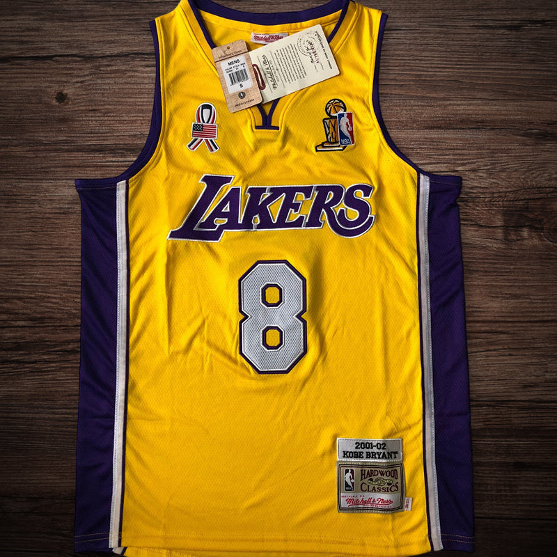 Men’s Los Angeles Lakers 2001-02  #8 Kobe Bryant Jersey Yellow