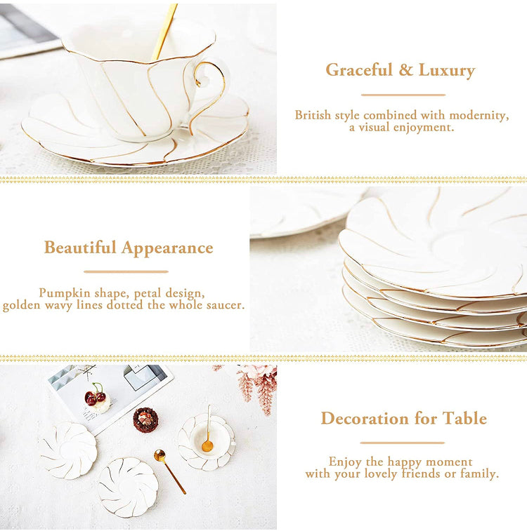 DUJUST 6 pcs Tea Ceramic Saucers 6 inch