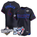 Men/Women/Youth Blue Jays 50th Patch 2025 World Series City Connect #4 Springer Stitched Jersey