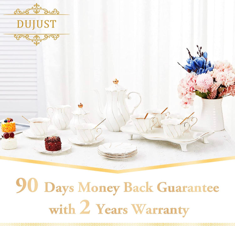 DUJUST 6 pcs Tea Ceramic Saucers 6 inch