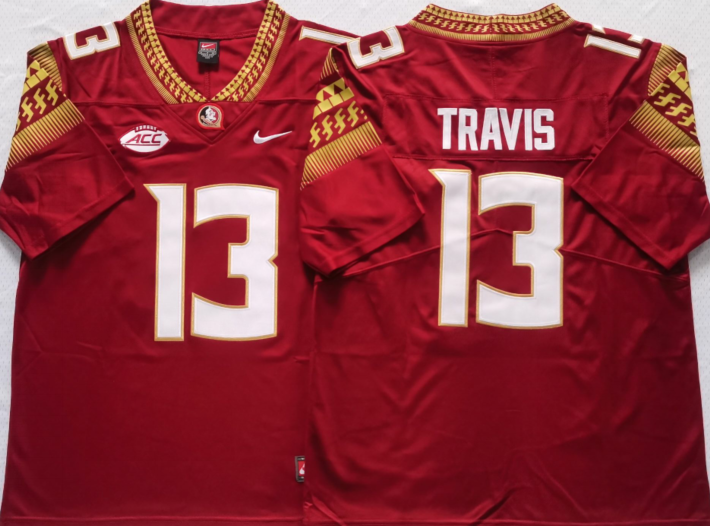 Florida State Seminoles Red #13 TRAVIS Stitched Jersey