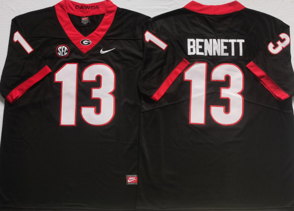 Georgia Bulldogs Black 13 BENNETT Stitched Jersey