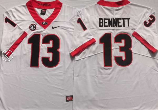 Georgia Bulldogs White #13 BENNETT Stitched Jersey