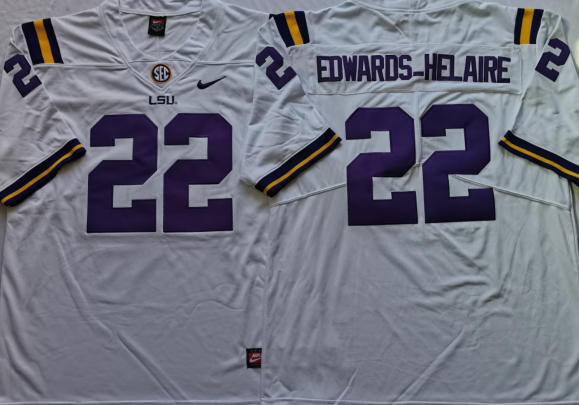 LSU Tigers White #22 EDWARDS-HELAIRE Stitched Jersey
