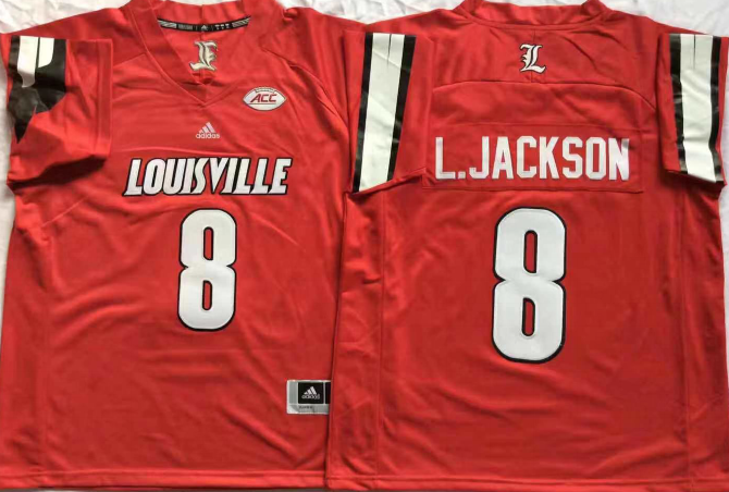 Louisville Cardinals Red #8 L.JACKSON Stitched Jersey