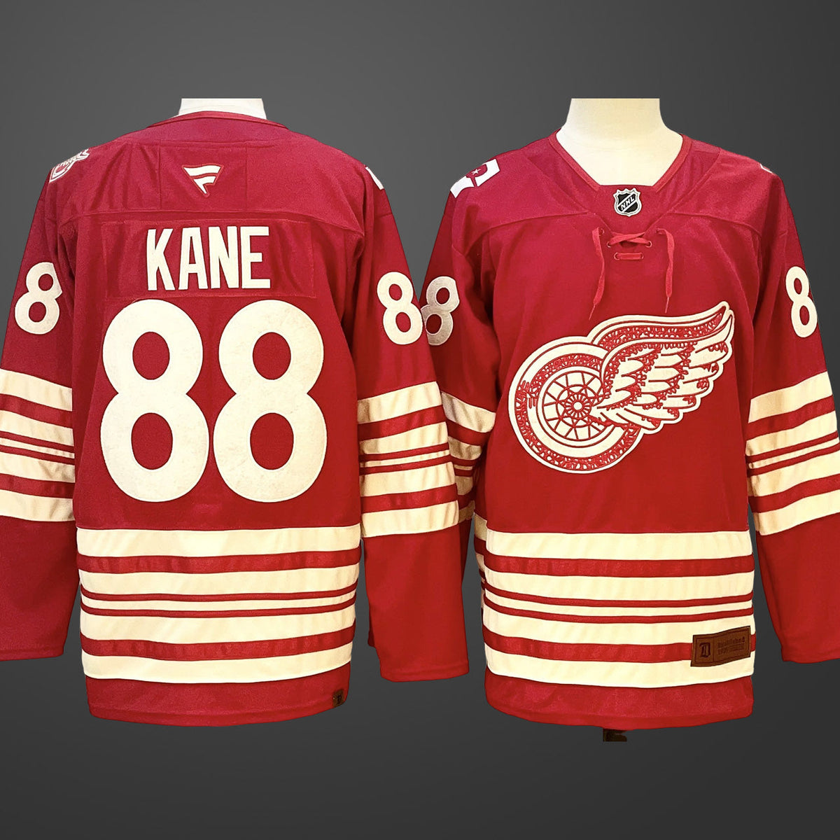 Men’s Detroit Red Wings #88 Patrick Kane Red 2025-26 Centennial Premium Stitched Jersey