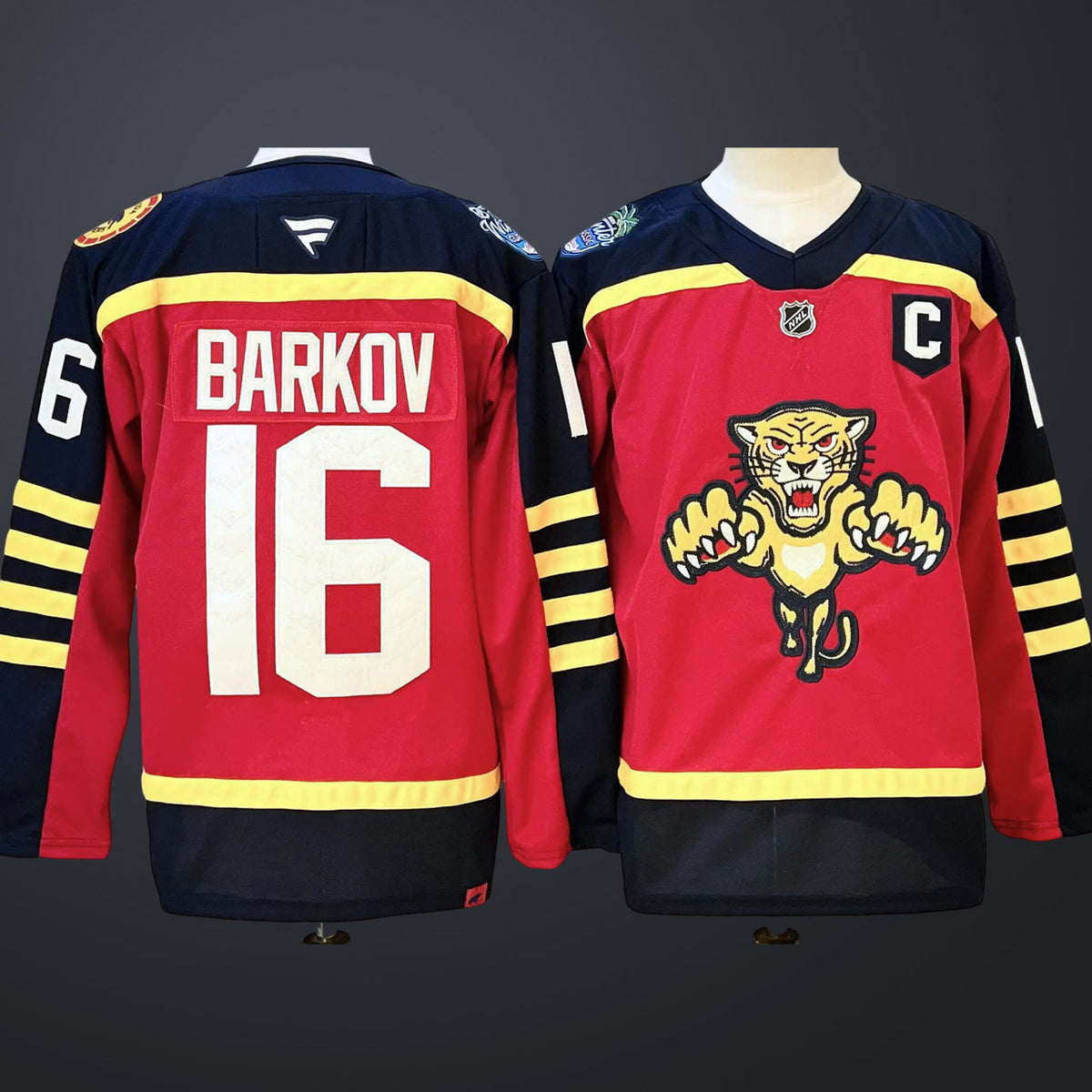 Men’s Florida Panthers #16 BARKOV Red Stitched Hockey Jersey