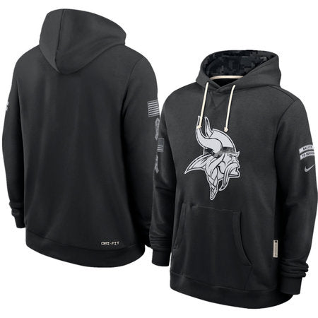 Men’s Minnesota Vikings Nike Black 2026 Salute to Service Sideline Dri-FIT Pullover Hoodie
