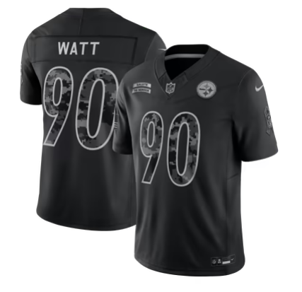 Men’s Pittsburgh Steelers #90 T.J. Watt 2026 Salute to Service Black Limited Stitched Jersey
