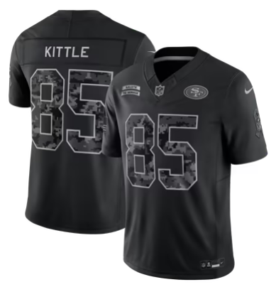 Men’s San Francisco 49ers #85 George Kittle 2026 Salute to Service Black Limited Stitched Jersey