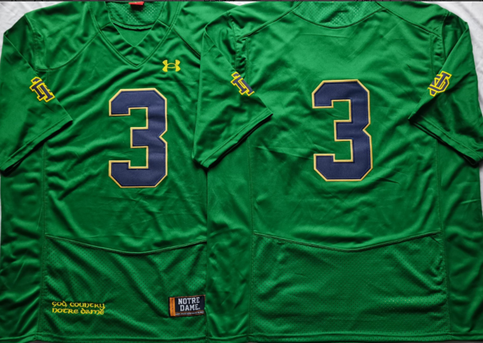 Norte Dame Fighting Irish Green #3 Stitched Jersey