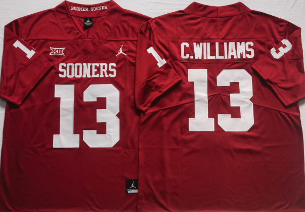 Oklahoma Sooners Red #13 C.WILLIAMS Stitched Jersey