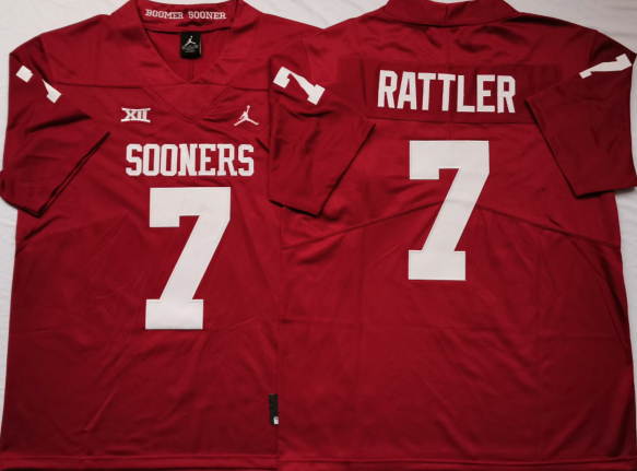 Oklahoma Sooners Red #7 RATTLER Stitched Jersey
