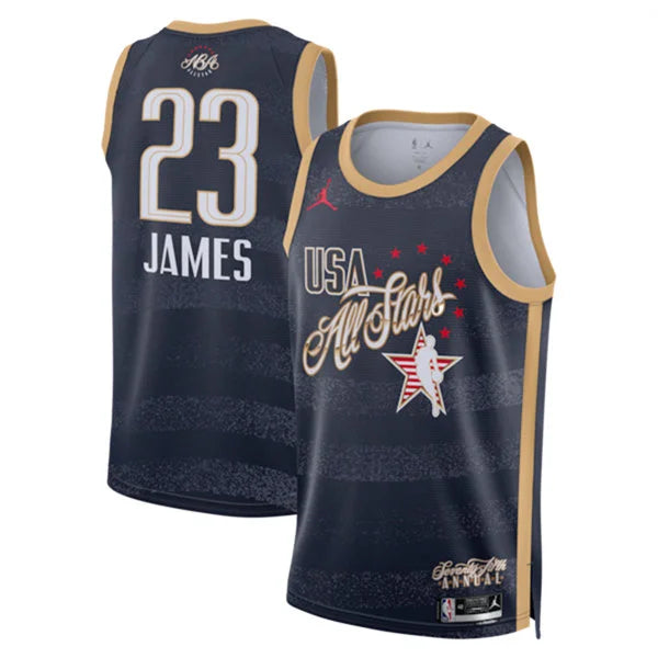 Los Angeles Lakers #23 LeBron James Navy 2026 NBA All-Star Game USA Stripes Swingman Jersey