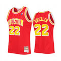 Men Houston Rockets #22 Clyde Drexler Red Gold Mitchell & Ness Hardwood Classics Jersey