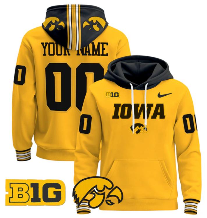 Unisex Custom Iowa Hawkeyes Football Hoodie All Stitched