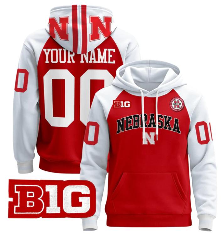 Unisex Custom Nebraska Cornhuskers Football Hoodie All Stitched