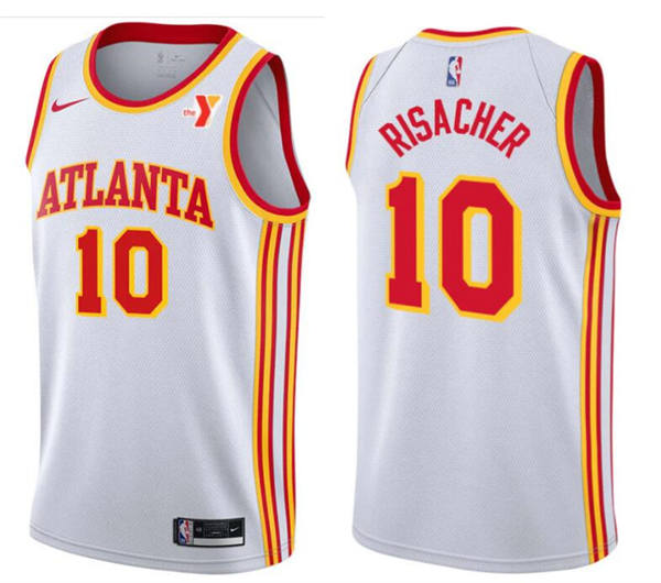 Mens Atlanta Hawks #10 Zaccharie Risacher White Association Edition Jersey