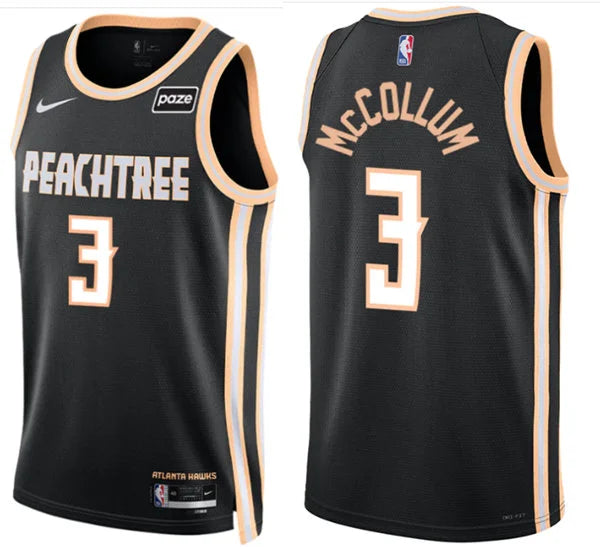 Mens Atlanta Hawks #3 CJ McCollum  Black 2025-26 City Edition Swingman Jersey