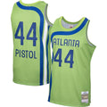 Mens Atlanta Hawks #44 Pistol Pete Green Mitchell & Ness 1976-77 Hardwood Classics Swingman Jersey
