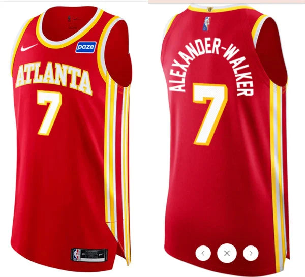 Mens Atlanta Hawks #7 Nickeil Alexander-Walker Red Icon Edition Swingman Jersey
