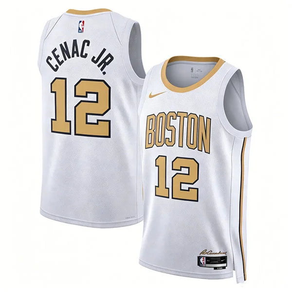 Mens Boston Celtics #12 Chris Cenac Jr.  2025-26 White City Edition Swingman Jersey