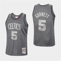 Men’s Boston Celtics #5 Kevin Garnett Charcoal Mitchell & Ness Hardwood Classics Metal Works Jersey