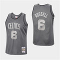 Men’s Boston Celtics #6 Bill Russell Charcoal Mitchell & Ness Hardwood Classics Metal Works Jersey