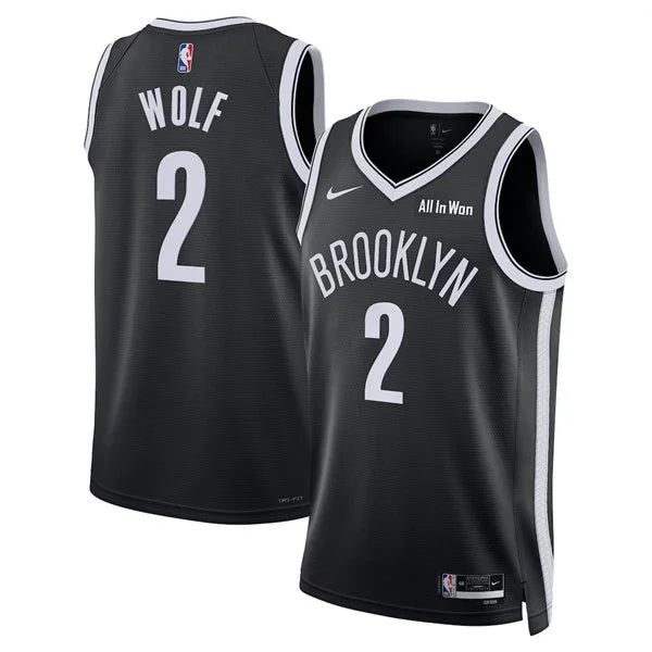 Mens Brooklyn Nets #2 Danny Wolf Nike Black Icon Edition Swingman Jersey