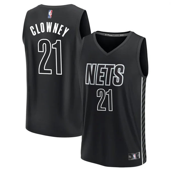 Mens Brooklyn Nets #21 Noah Clowney Black Statement Edition Swingman Jersey
