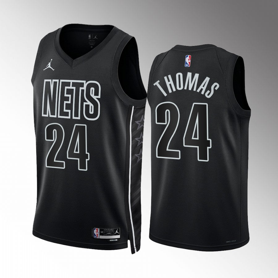 Mens Brooklyn Nets #24 Cam Thomas Black 2022-23 Statement Edition Player Jersey