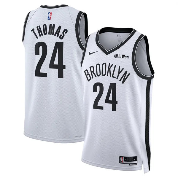 Mens Brooklyn Nets #24 Cam Thomas Nike White Association Edition Swingman Jersey