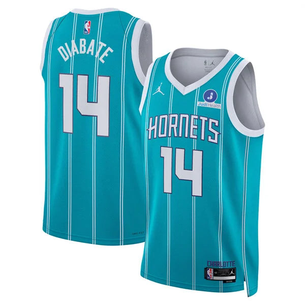 Men’s Charlotte Hornets #14 Moussa Diabate Teal Icon Edition Swingman Jersey