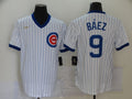 Men’s Chicago Cubs Javier Baez #9 White Stitched Jersey