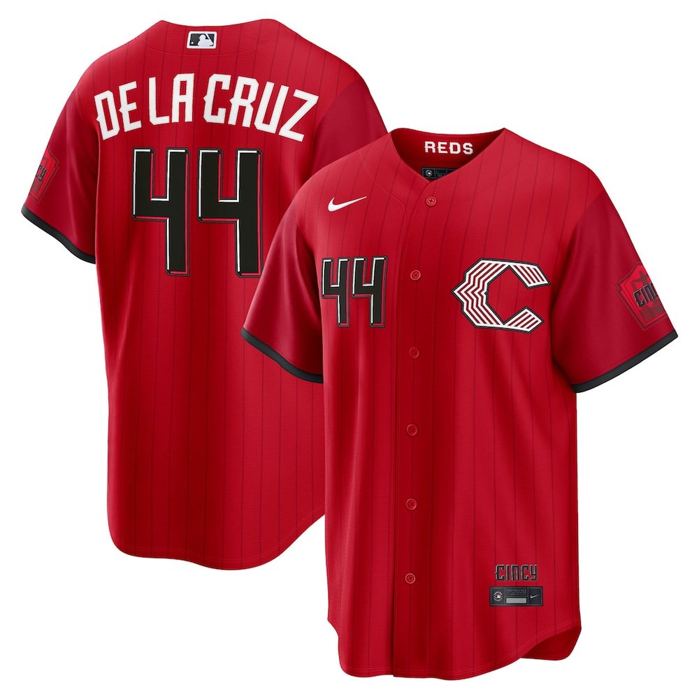 Men’s Cincinnati Reds #44 Elly De La Cruz Red 2026 City Connect Stitched Jersey