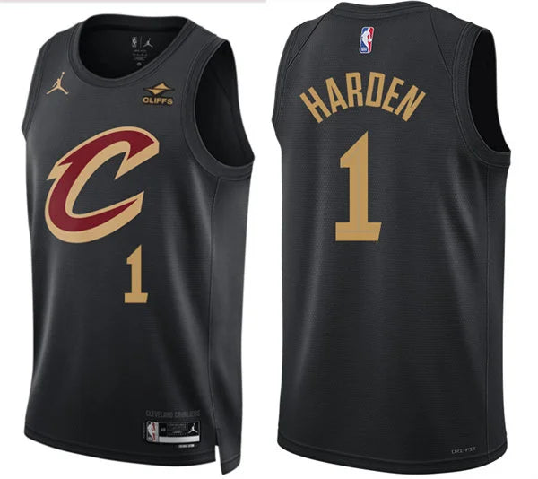 Mens Cleveland Cavaliers #1 James Harden Black Statement Edition Swingman Jersey