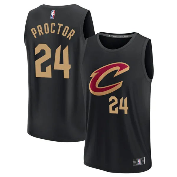 Mens Cleveland Cavaliers #24 Tyrese Proctor Black Statement Edition Swingman Jersey