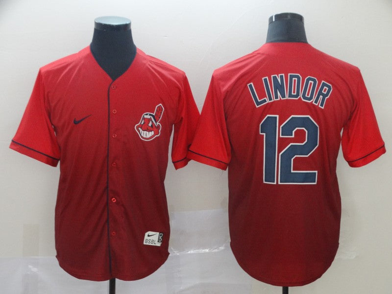 Men’s Cleveland Guardians Francisco Lindor #12 Red Gradient Jersey