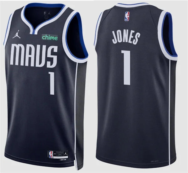 Mens Dallas Mavericks #1 Tyus Jones Navy Statement Edition Swingman Jersey